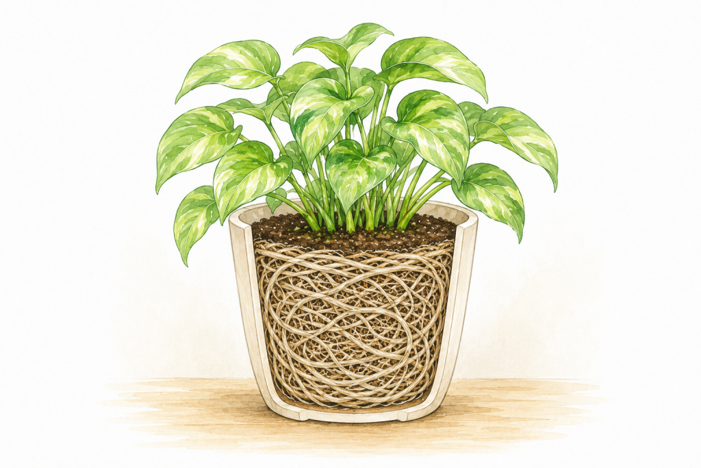 植物が根鉢を起こしているイメージ画像