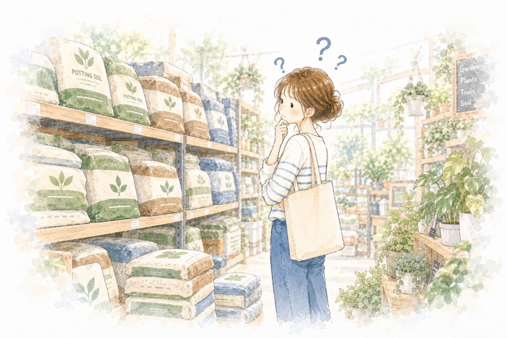 女性がたくさん並んだ観葉植物用土の前で並んでいる画像